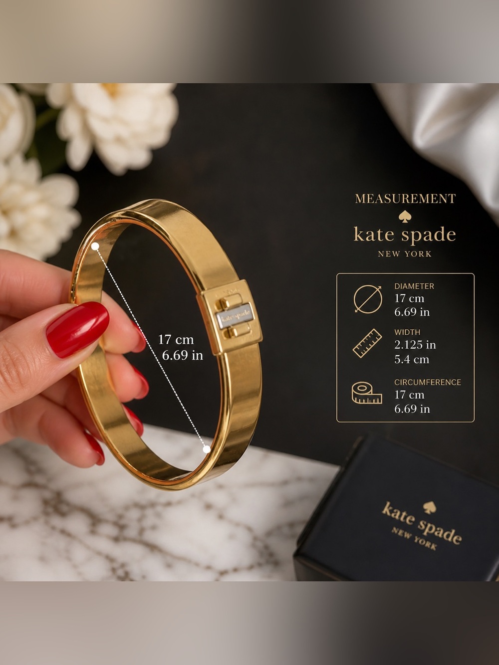 Kate Spade Phoebe Turnlock Gold Hinged Bangle Bracelet Wide Cuff - Picture 4 of 6